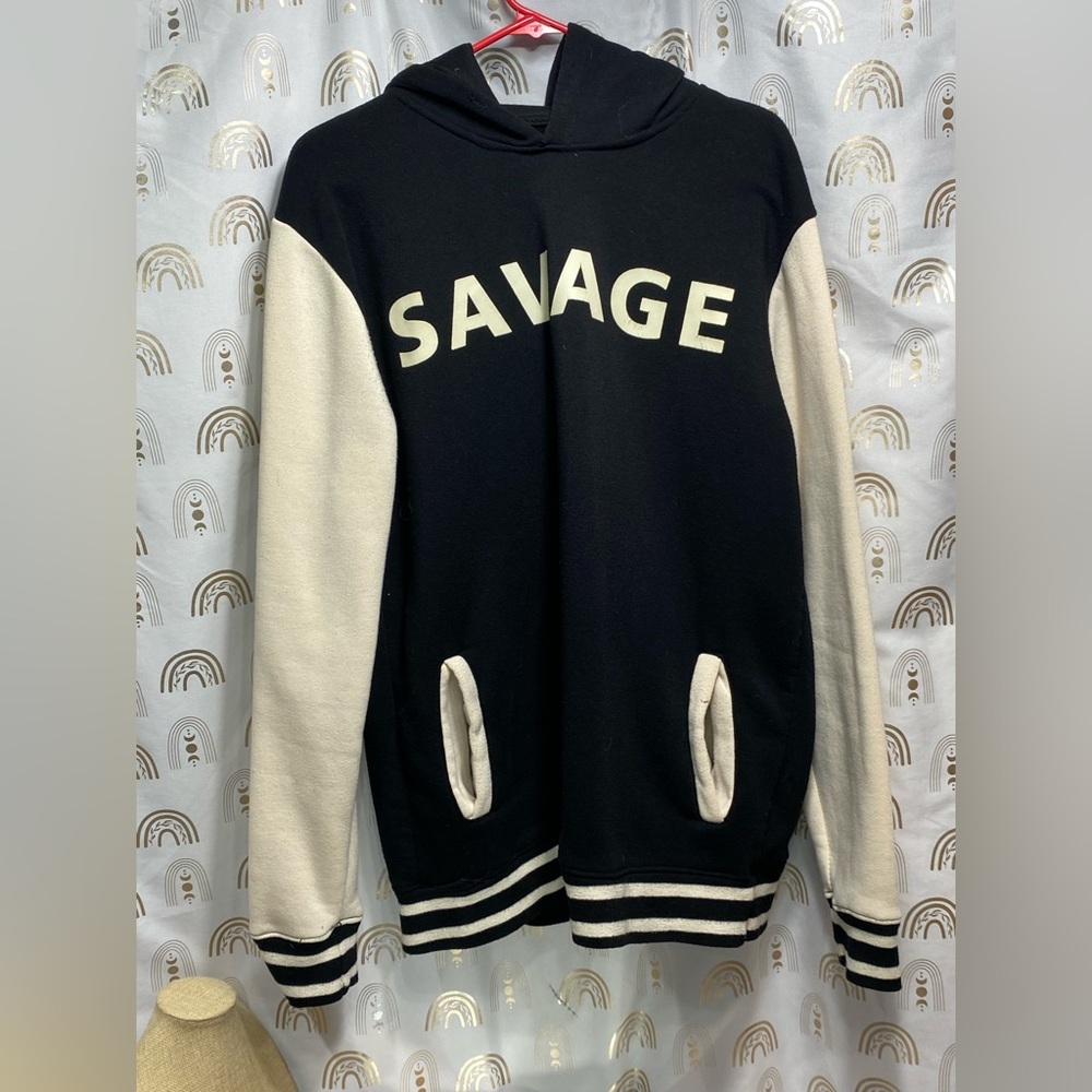 Savage Black and Cream Men's Hoodie